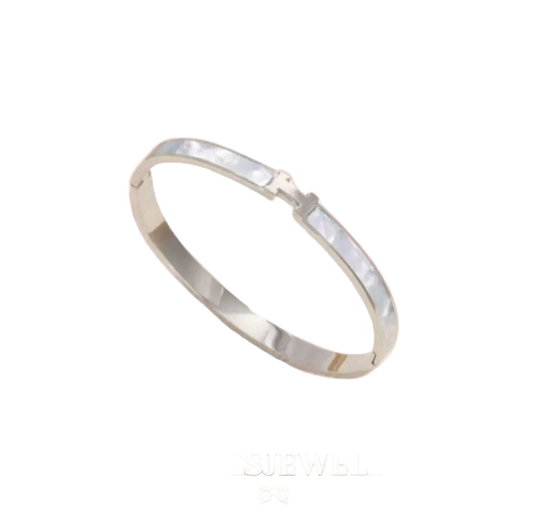 Mother Of Pearl Bangle (Silver)