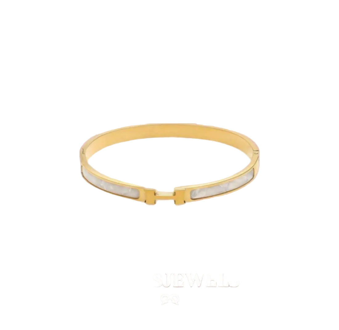 Mother Of Pearl Bangle (Gold)